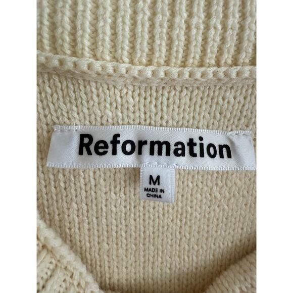 Reformation Women’s Cento Cotton Sweater Cream Knit Dress size Medium - Picture 4 of 7